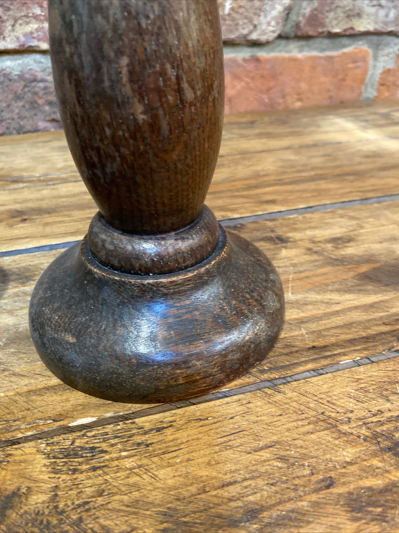 Pair Of Antique Turned Wood Candlesticks