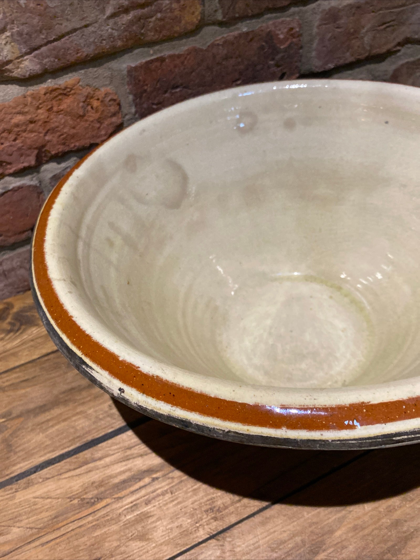 Vintage Dairy Bowl , Dough Proving Bowl, Pancheon , Earthenware