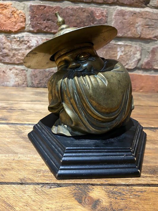 Brass Asian Sitting Man Figure