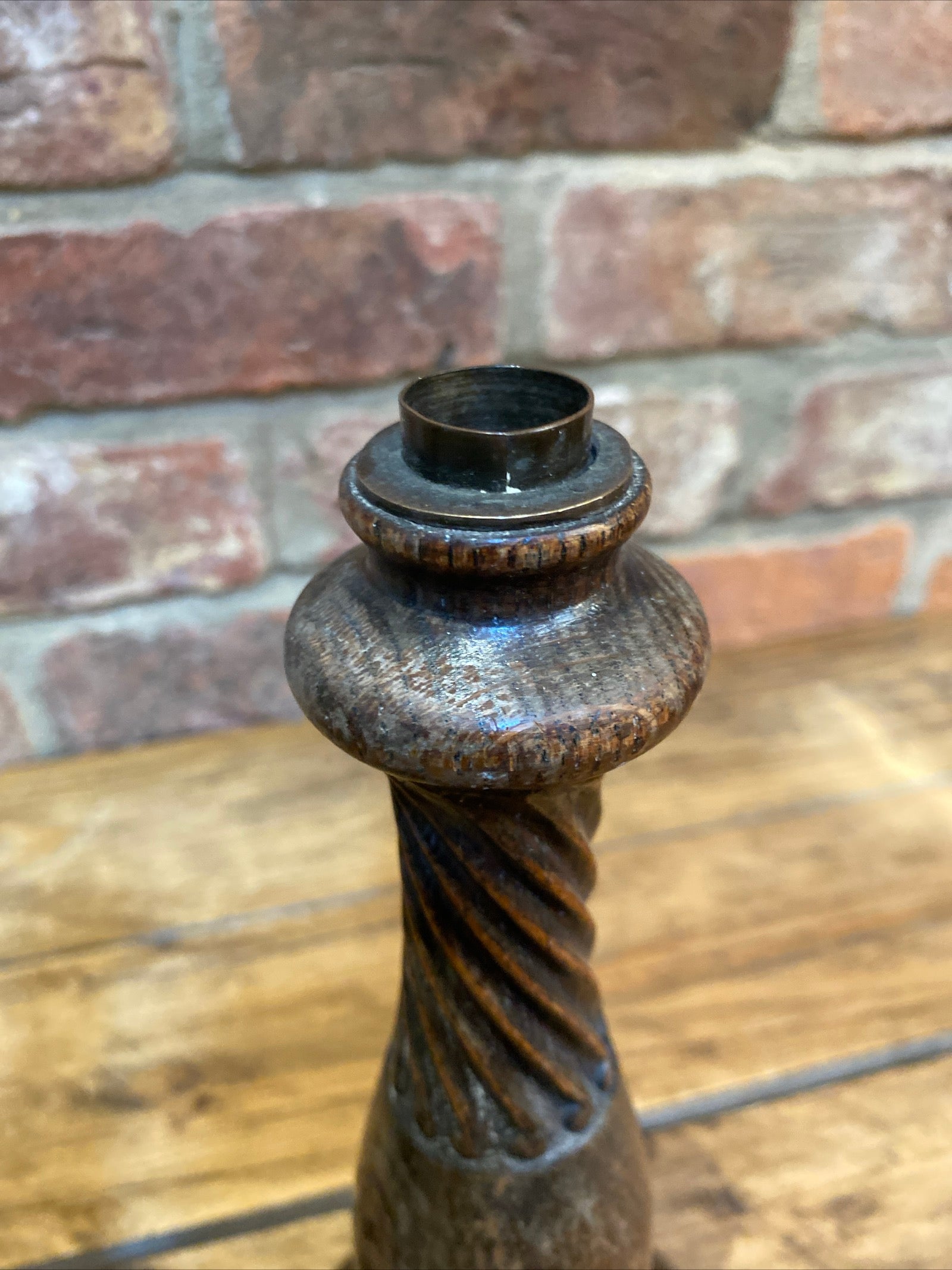 Pair Of Antique Turned Wood Candlesticks