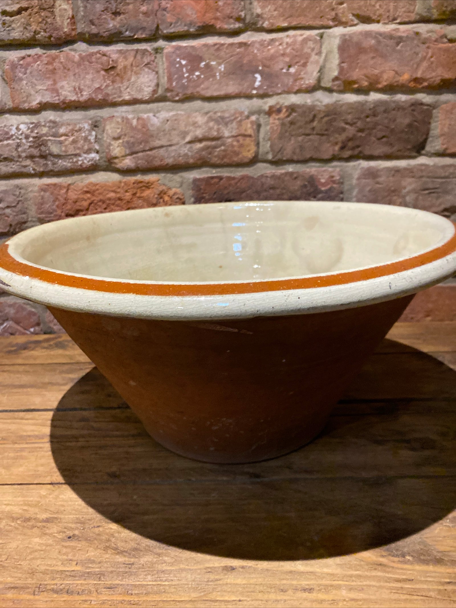 Vintage Dairy Bowl , Dough Proving Bowl, Pancheon , Earthenware