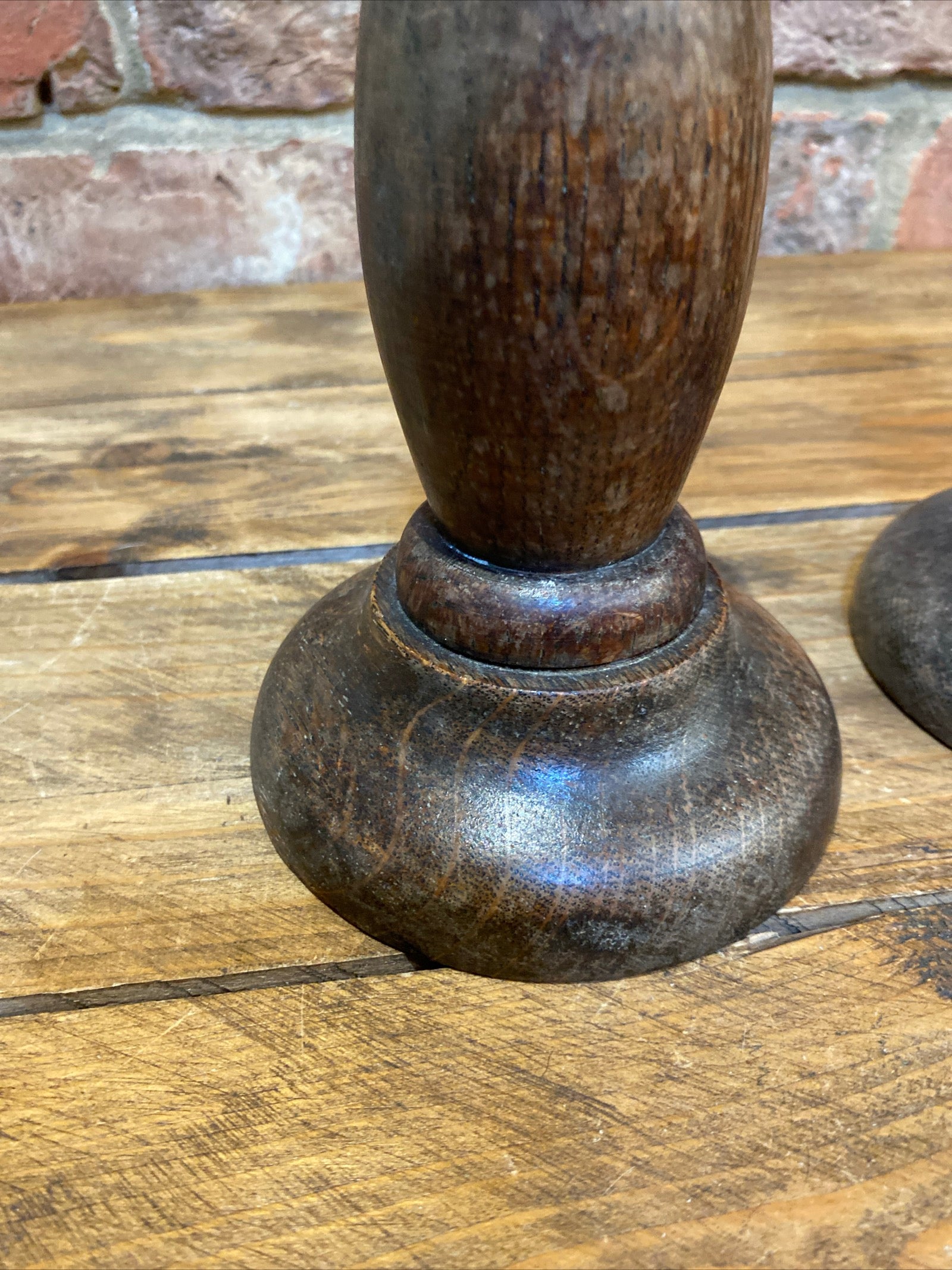 Pair Of Antique Turned Wood Candlesticks